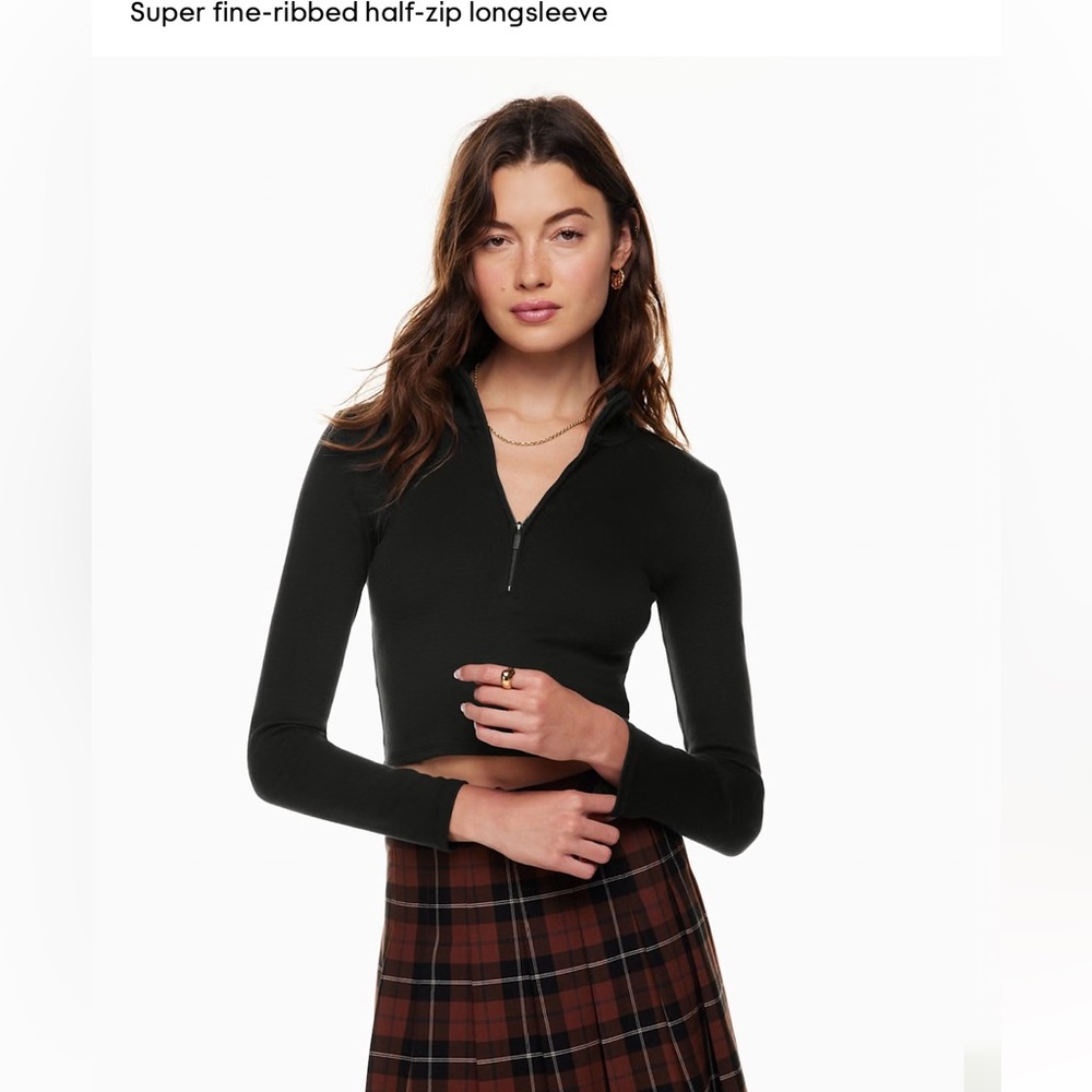 Black Long Sleeve Zip-Up Top